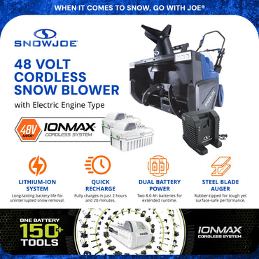 IONMAX Cordless Snow Blower with Electric Engine Type, 24V, Blue, 24V-X2-SB22