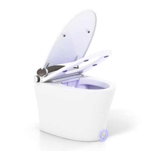 One-Piece Smart 1.16 GPF Elongated Bidet Toilet Seat with Night Glare-White