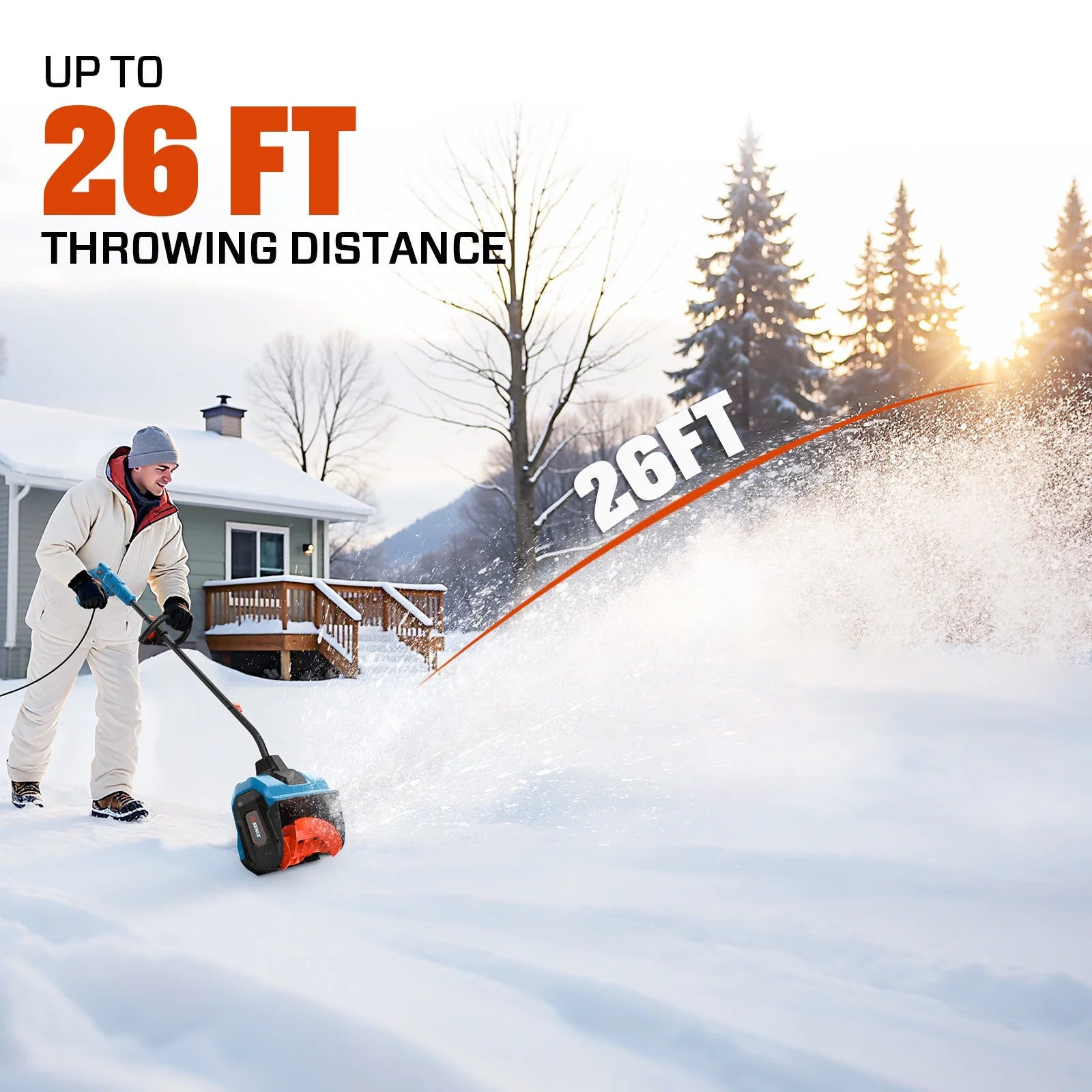 Corded Electric Snow Shovel, 13-Inch Width & 480 Lbs/Min Removal for Quick Cleanup Driveways, Steps & Sidewalks