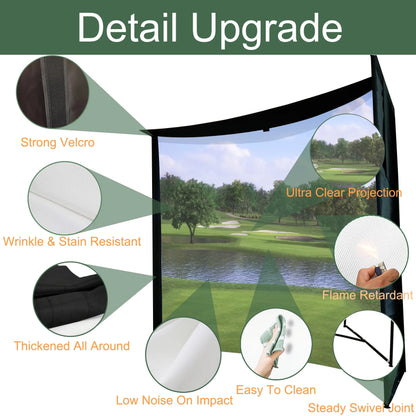 DIY Golf Simulator Impact Screen Frame Enclosure Kit Set, Use with Simulators, Durable Fabric with Velcro, Reinforced Black Border, 9.8'X9.8'X4.9'