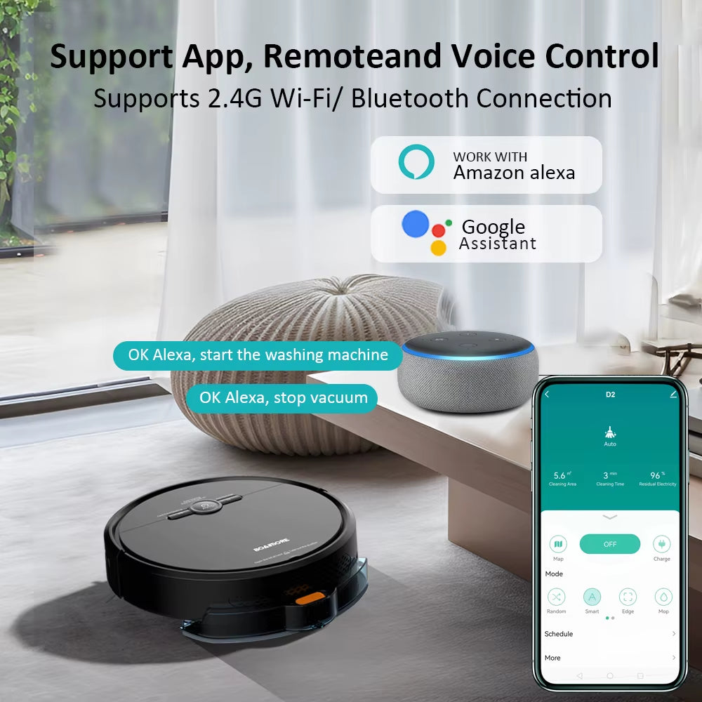 3600PA Vacuum Cleaner Robot,Smart Voice Control,Wireless Auto Charging,Floor Sweeper,Navigation Area on Map,Cleaning Robot