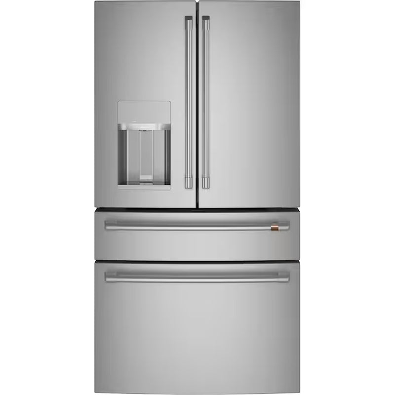 Standard-Depth Matte White with Brushed Bronze Handles 28.7-Cu Ft 4 -Door 36-In Wide Smart Compatible French Door Refrigerator with Ice Maker with Water Dispenser ( Matte White with Brushed Bronze Handles ) ENERGY STAR Certified