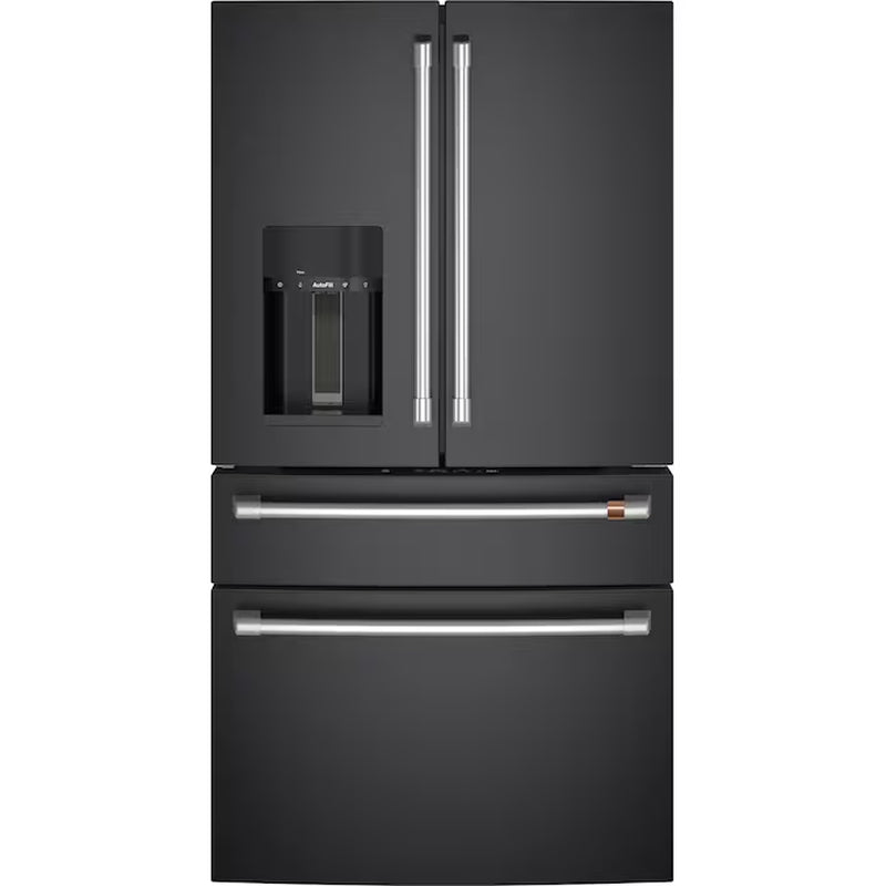 Standard-Depth Matte White with Brushed Bronze Handles 28.7-Cu Ft 4 -Door 36-In Wide Smart Compatible French Door Refrigerator with Ice Maker with Water Dispenser ( Matte White with Brushed Bronze Handles ) ENERGY STAR Certified