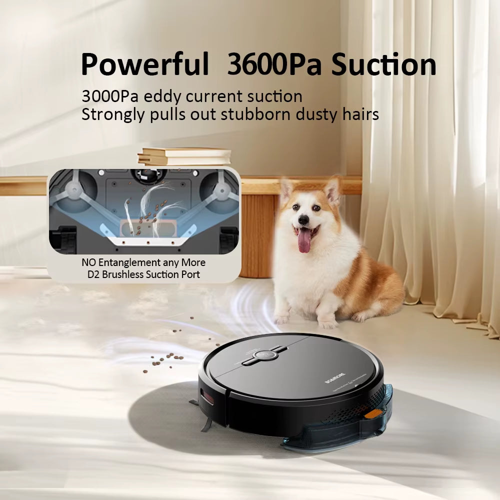 3600PA Vacuum Cleaner Robot,Smart Voice Control,Wireless Auto Charging,Floor Sweeper,Navigation Area on Map,Cleaning Robot