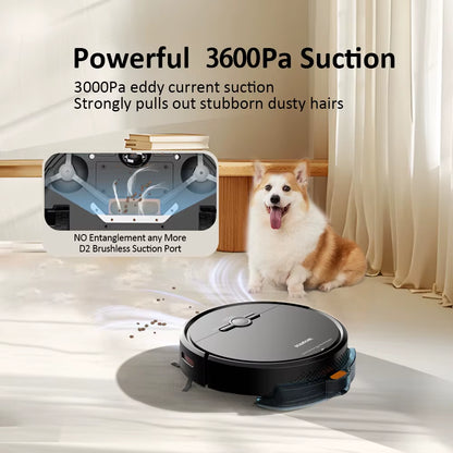 3600PA Vacuum Cleaner Robot,Smart Voice Control,Wireless Auto Charging,Floor Sweeper,Navigation Area on Map,Cleaning Robot