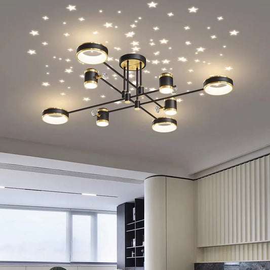 DecorBites™ LED Chandelier: Modern Smart Remote Ceiling Light for Living Room Bedroom Dining Kitchen