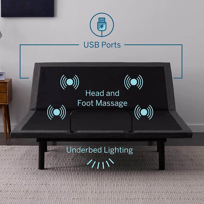 L600 Twin XL Adjustable Bed Base with Zero Gravity, Bluetooth, Massage, USB Ports & App Control
