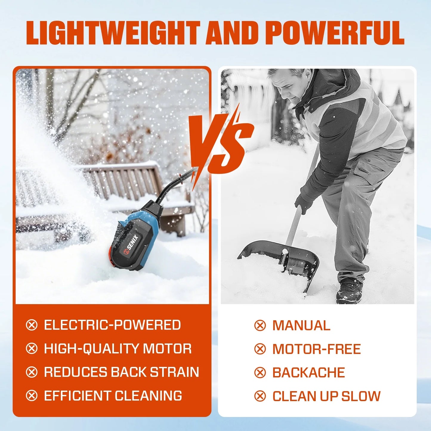 Corded Electric Snow Shovel, 13-Inch Width & 480 Lbs/Min Removal for Quick Cleanup Driveways, Steps & Sidewalks
