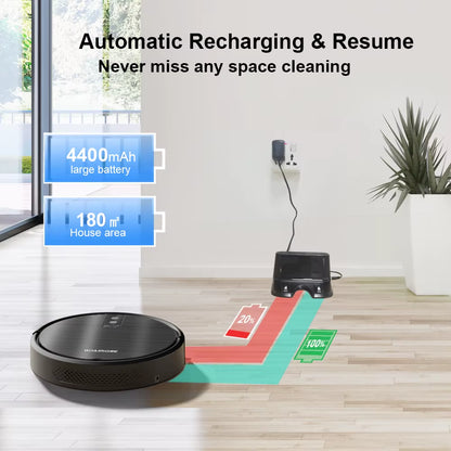 Smart Vacuum Cleaner Robot 3600PA Sweeper Floor Wireless Auto-Recharge Navigation Area on Map Pet Hair for Home Cleaning Robotic